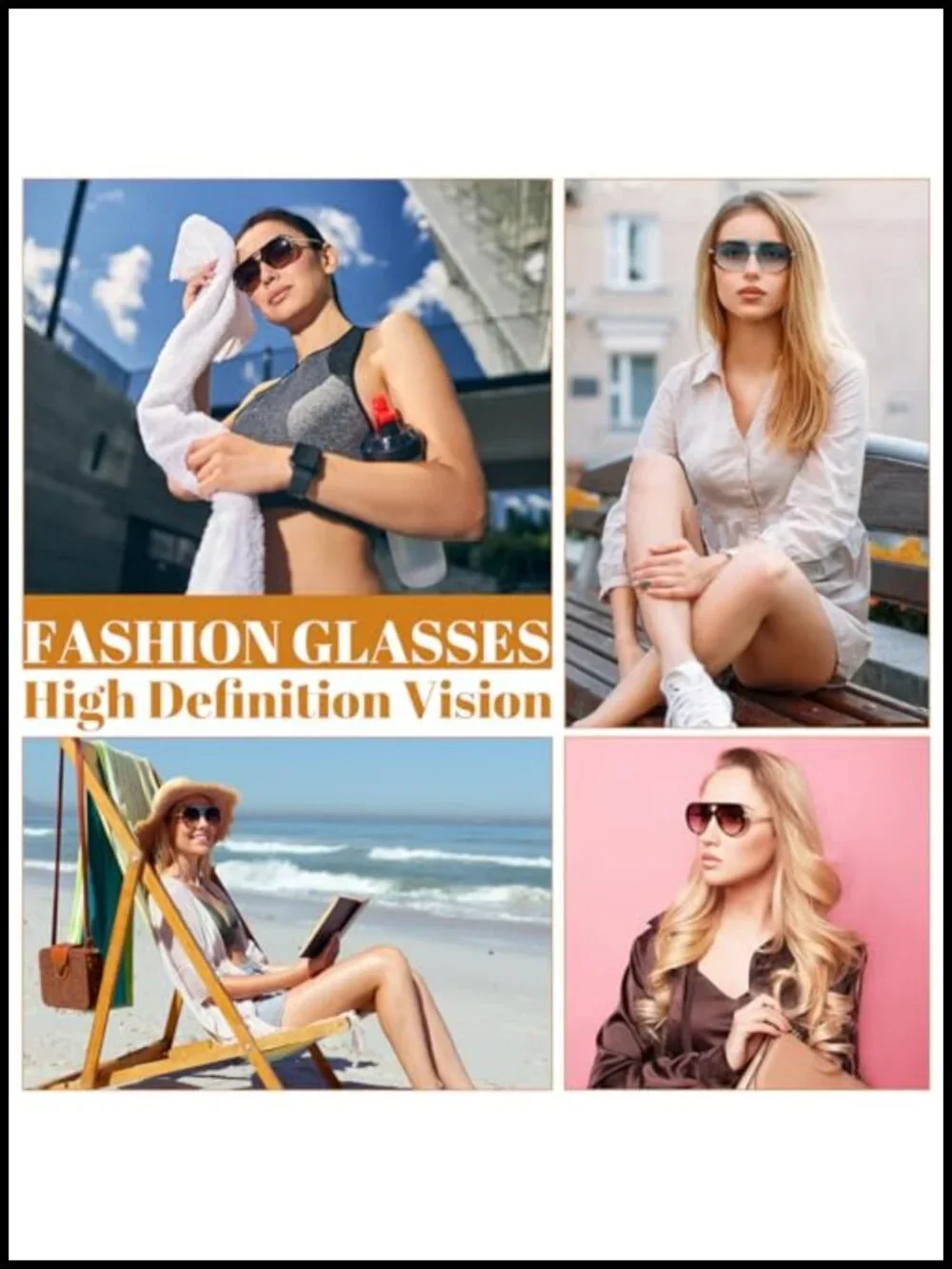 Oversized Retro Double Bridge Sunglasses UV400 Protection for Women Men